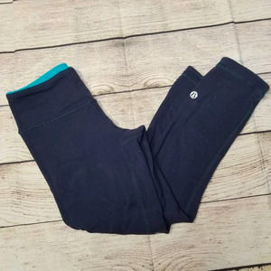 LULULEMON Wunder Under reversible aqua blue pants 2